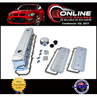 Chrome Rocker Cover + Side Plates + Breather Cap Kit Holden 6Cyl 161 179 186 202