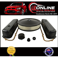 Holden Black V8 Engine Kit Rocker Covers PLAIN+ Air Filter+ Bretaher+Gaskets 308