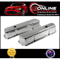 Chrome Steel Tall Valve Rocker Covers Pair Commodore V8 253 308 VB VC VH VK VL