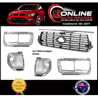 CHROME Headlight Surround+ Grille+Corner Lights fit Toyota Landcruiser 80 Series