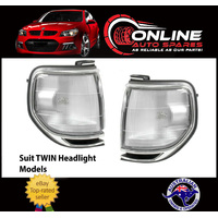 Front Corner Park Light PAIR Suit Toyota Landcruiser 80 Series TWIN Light CHROME