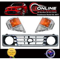 Grille + Indicators Grey/Chrome fit Toyota Landcruiser 78 79 Series Ute 99-07