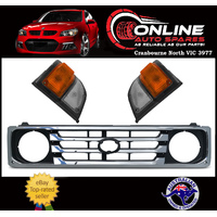 Grille + Indicators Grey / Chrome fit Toyota Landcruiser 78 79 Series Ute 99-07