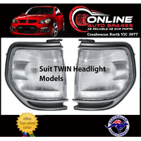 Front Corner Park Light PAIR fit Toyota Landcruiser 80 Series TWIN Light SILVER