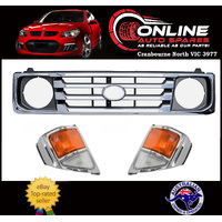 Grille + Indicators CHROME fit Toyota Landcruiser 78 79 Series Ute Troopy 99-07