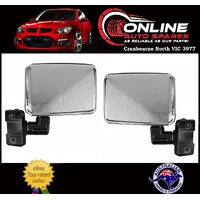 CHROME Door Mirror PAIR fit Toyota Landcruiser 70 75 76 78 79 VERTICAL mount